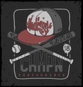 Baseball club, vector print for sportswear Royalty Free Stock Photo