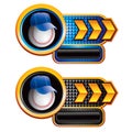 Baseball coach on blue and black checkered arrows