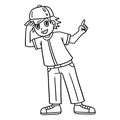 Baseball Coach Isolated Coloring Page for Kids