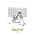 Baseball concept. Hand drawn isolated vector Royalty Free Stock Photo