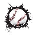 Baseball cracked wall. baseball club graphic design logos or icons. vector illustration