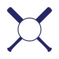 Baseball crossed bats - circle monogram. Criss cross bats. Flat vector illustration