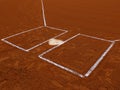 Baseball Diamond Base or Plate White Against Dark Dirt for Competition and Playing Game Royalty Free Stock Photo