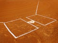 Baseball Diamond Base or Plate White Against Dark Dirt for Competition and Playing Game Royalty Free Stock Photo