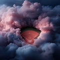 Baseball Diamond Floats Serenely Among Pastel Clouds at Twilight Generative AI