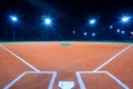 Baseball diamond at night Royalty Free Stock Photo
