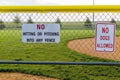 Baseball diamond signs to prevent various things Royalty Free Stock Photo