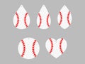 Baseball earrings. Softball. Baseball lace. Sport ball leather earring templates. Vector
