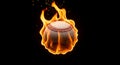 A baseball engulfed in fiery orange flames on black Royalty Free Stock Photo