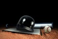 Baseball Equipment and Base on the Field Royalty Free Stock Photo