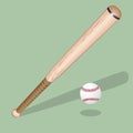 Baseball equipment: a bat, ball and helmet. Vector realistic illustration. Royalty Free Stock Photo