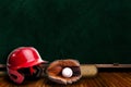 Baseball Equipment and Chalk Board Play Copy Space Royalty Free Stock Photo