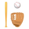 Baseball equipment colorful vector flat set on white Royalty Free Stock Photo