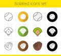 Baseball equipment icons set Royalty Free Stock Photo