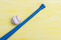 Baseball equipment on yeallow background. Online workout concept Royalty Free Stock Photo