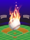 Baseball, Field, and Flame Illustration