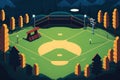 Baseball field flat illustration. Generative AI.