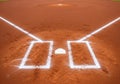 Baseball field home plate with freshly Royalty Free Stock Photo