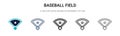 Baseball field icon in filled, thin line, outline and stroke style. Vector illustration of two colored and black baseball field