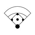 Baseball field linear icon. Softball game field thin line illustration. Contour symbol. Vector isolated outline drawing Royalty Free Stock Photo