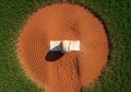 Baseball field pitcher\'s mound with a Royalty Free Stock Photo