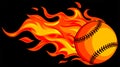 Baseball with flames on black background vector illustration Royalty Free Stock Photo