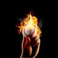 Baseball flames fire hand Royalty Free Stock Photo