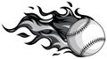 monochromatic Baseball with flames in white background vector illustration Royalty Free Stock Photo