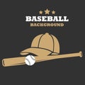 Baseball flat background with bat cap and ball template