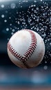 A baseball floating in the air with water droplets on it Royalty Free Stock Photo