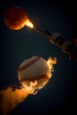 A Baseball Flying Through The Air With A Flame Coming Out Of It. Generative AI