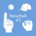 Baseball foam finger, ball, cap, glove. Sport, fan Royalty Free Stock Photo