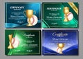 Baseball Game Certificate Diploma With Golden Cup Set Vector. Sport Award Template. Achievement Design. Honor Background Royalty Free Stock Photo