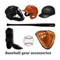 Baseball Gear and Equipment realistic illustration on white background Royalty Free Stock Photo