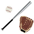 Baseball glove, ball and bat Royalty Free Stock Photo