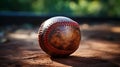 A baseball glove with a ball with bokeh background. Generative AI. Royalty Free Stock Photo