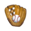 baseball glove with ball realistic vector illustration Royalty Free Stock Photo