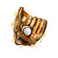 Baseball glove with ball from a splash of watercolor Royalty Free Stock Photo