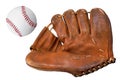 Baseball glove with baseball for American baseball isolated on white background Royalty Free Stock Photo