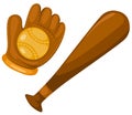 Baseball glove, bat and ball Royalty Free Stock Photo