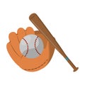 Baseball glove bat and ball Royalty Free Stock Photo