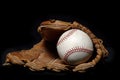 Baseball and Glove on black Royalty Free Stock Photo