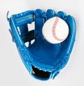 Baseball Glove color blue isolated on white with clipping path a Royalty Free Stock Photo