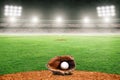 Baseball Glove on Field in Outdoor Stadium With Copy Space Royalty Free Stock Photo
