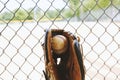 Baseball in glove for game Royalty Free Stock Photo
