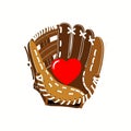Baseball Glove Holding Heart Symbol Vector Royalty Free Stock Photo