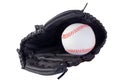 Baseball in a Glove on white background. clipping path Royalty Free Stock Photo