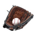 Baseball glove mitt and ball isolated on white background with clipping path Royalty Free Stock Photo