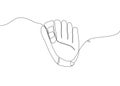 Baseball glove one line art. Continuous line drawing of uniform, pitcher, hardball, softball, sports, activity, american
