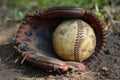 Baseball glove with playing ball. Generate ai